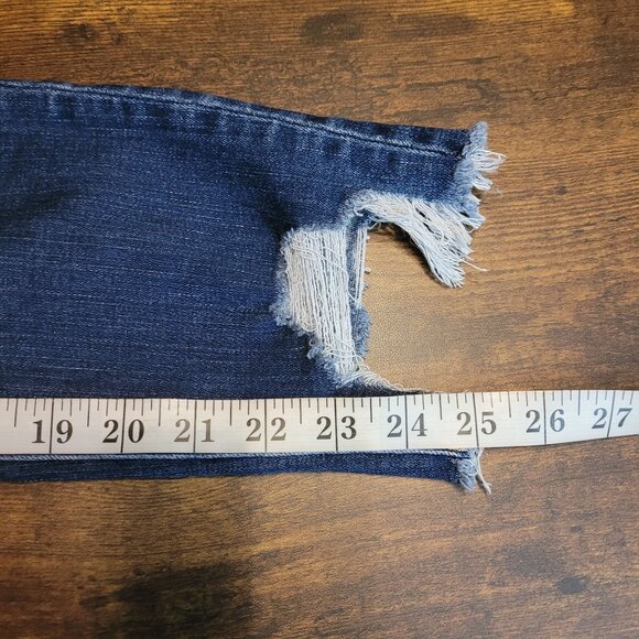 American Eagle Jeans 8 R Next Level Stretch Jegging Crop Medium Dark Wash Ripped - Picture 10 of 11